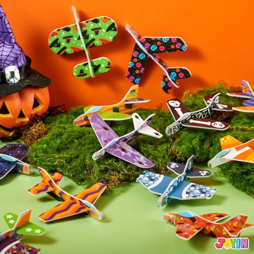 Vista 7 de JOYIN 48 aviones planeadores de espuma de Halloween para niños, planeadores de aviones de papel volador, juguetes a granel para regalos de fiesta