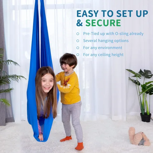 Vista 5 de OUTREE Columpio sensorial para niños con gancho giratorio de 360°, columpio de terapia interior ideal para autismo, TDAH, trastorno de procesamiento