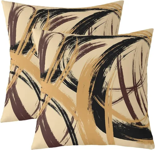 Vista 38 de Juego de 2 fundas de almohada abstractas de 16 x 16 pulgadas para niños, niñas, adolescentes, decoración de dormitorio, moderna a rayas, decoración