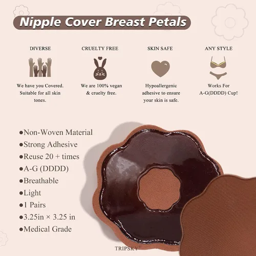 Vista 3 de Tripsky XL Breast Lift Tape, BoobTape for Large Breasts,Body Tape for Fashion,Athletic Tape Boobytape &NippleCover for A-GCup