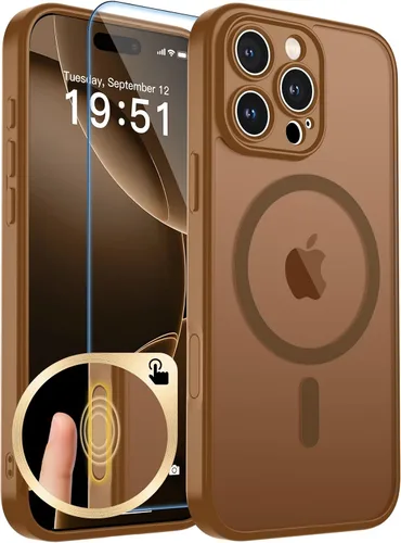 Vista 320 de zapica Funda magnética para iPhone Air, con protector de pantalla de vidrio templado, compatible con MagSafe, translúcida mate, a prueba de golpes