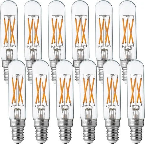 Vista 12 de FLSNT Bombillas LED para candelabros de luz diurna de 5000 K equivalentes a 60 W, bombillas LED regulables T6/T25 E12 para candelabro, 90+ alto CRI