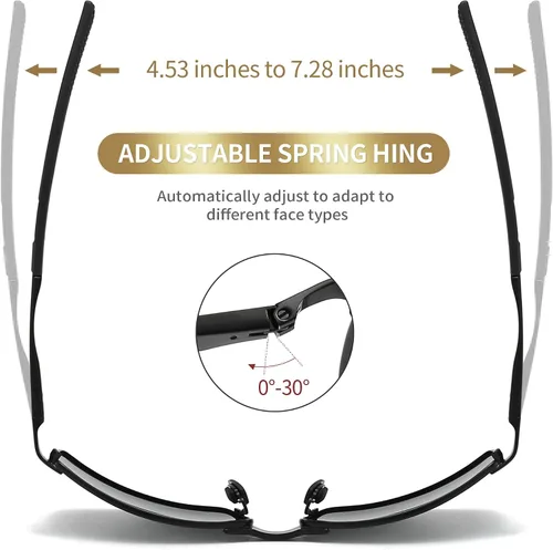 Vista 4 de SUNGAIT Gafas de sol polarizadas ultraligeras para hombre, marco de metal rectangular con bisagra de resorte