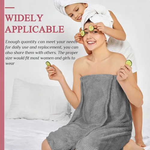 Vista 31 de 4 toallas envolventes para mujer, bata de spa con cierre ajustable, parte superior elástica, envoltura ligera para baño y ducha