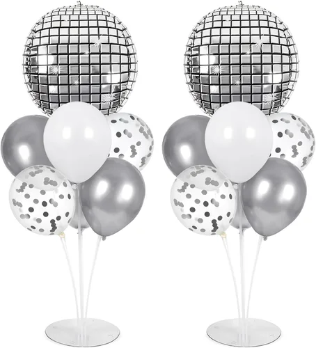 Vista 25 de Kit de soporte para globos de fiesta de fútbol 2 juegos con 2 globos de rugby de aluminio tipo bola, centro de mesa temático de fútbol para mesas