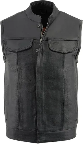 Vista 9 de Milwaukee Chaleco con cuello abierto con botón, con cierre delantero, estilo club, para hombre.