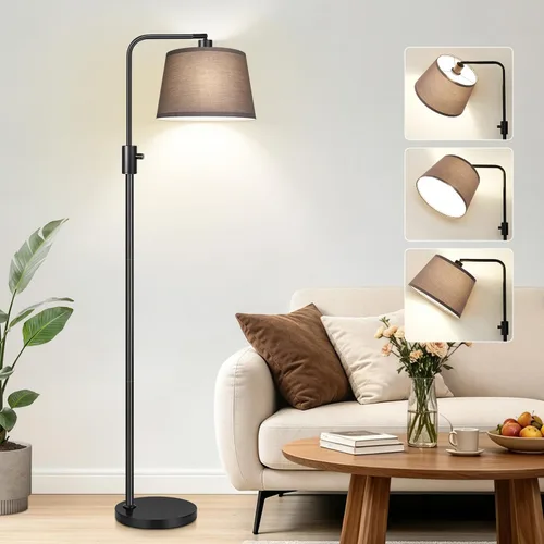 Vista 16 de Nintiue [Actualizada] Lámpara de pie regulable, bombilla LED Edison de 1000 lúmenes incluida, pantalla negra, lámpara de pie alta moderna de arco