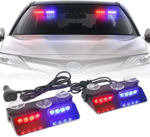 Vista 18 de XRIDONSEN Luces estroboscópicas de emergencia 2 en 1 para tablero e interior de parabrisas, luces parpadeantes de seguridad y advertencia color Ámbar