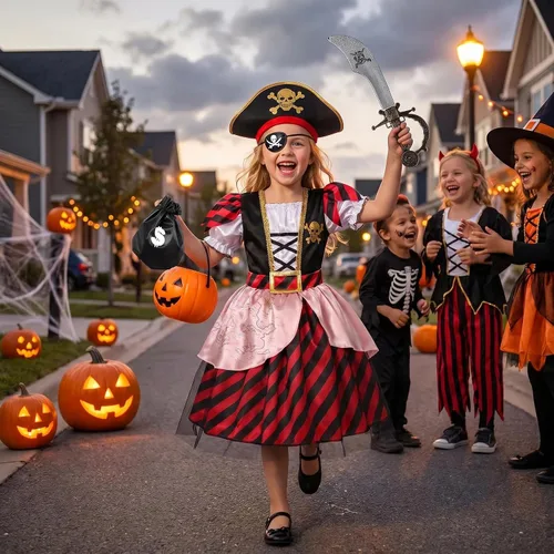 Vista 4 de Disfraz de princesa pirata de lujo para niñas, disfraz de bucanero para fiesta de Halloween