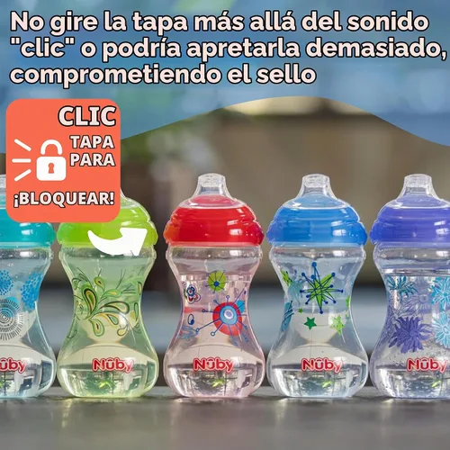 Vista 6 de Nuby Paquete de 3 caño suave "Pinpoint" sin derrames Clik-It, niño, 10 onzas