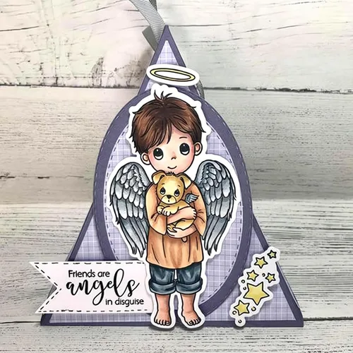 Vista 4 de Juego de sellos y troqueles transparentes de ángel para hacer tarjetas, plantillas de corte para álbumes de recortes, álbum de fotos, papel