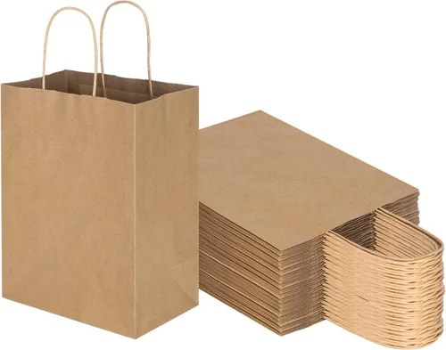 Vista 12 de Toovip - Paquete de 50 bolsas de papel kraft negro mediano de 8"x4.75"x10" con asas a granel, bolsas de papel para envolver regalos para recuerdos