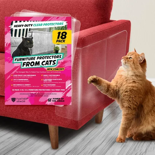 Vista 14 de Panther Armor Protector de muebles para gatos, 6 hojas transparentes con Brillo (protector de muebles de 1 cara)