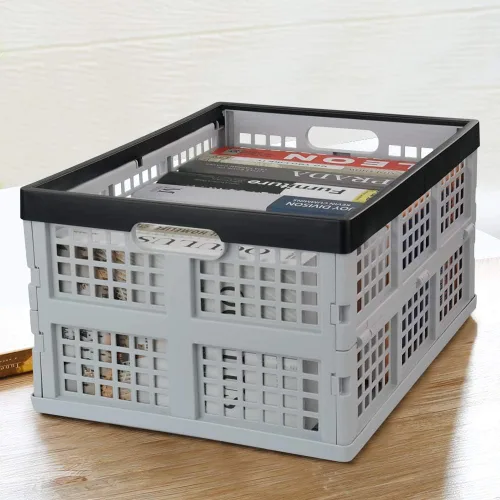 Vista 4 de Jekiyo Cajas plegables de almacenamiento de 34 litros, contenedor plegable de plástico, juego de 1