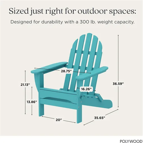 Vista 2 de POLYWOOD AD5030AR Silla Adirondack plegable clásica, Altura: 35.00" - Ancho: 29" - Profundidad: 35.00", Aruba