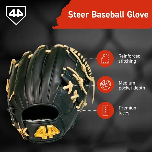 Vista 2 de 44 Pro Steer - Guante de béisbol para campo interior, guante de campo, construcción de cuero de primera calidad para adultos y jóvenes, 12 pulgadas