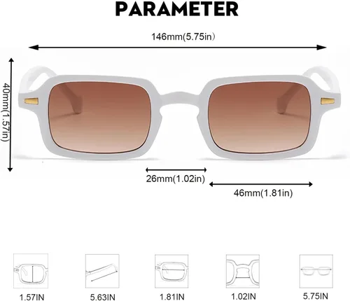 Vista 3 de OSAGAMA Lentes de sol cuadrados retro para mujeres y hombres, lentes de sol rectangulares de moda