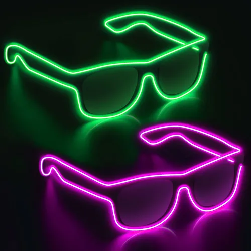 Vista 14 de YouRfocus Gafas inalámbricas con luz LED que brillan en la oscuridad para fiestas rave, EDM (azul)
