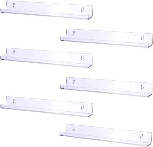 Vista 6 de Sooyee Paquete de 6 estantes flotantes invisibles de acrílico de 7 pulgadas para habitación de niños, estante de pared moderno para almacenamiento