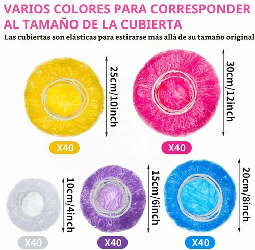 Vista 5 de Cunhill - 200 fundas de plástico para tazones, fundas elásticas para colores vibrantes.
