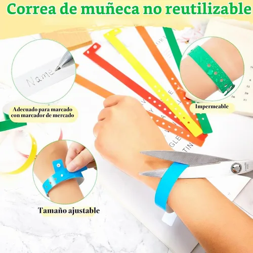 Vista 3 de Henoyso 600 pulseras de plástico para eventos, vinilo, colores surtidos Color surtido