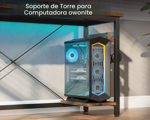 Vista 6 de Coleshome Escritorio para juegos más grande en forma de L de 66 pulgadas, escritorio de computadora esquinero, mesa de computadora resistente