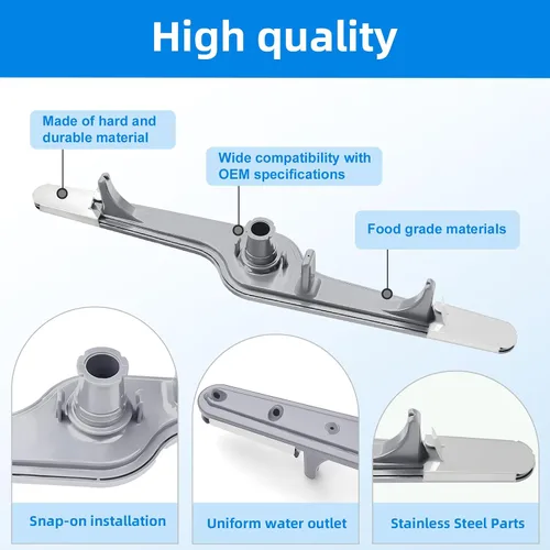 Vista 3 de 154568002 Conjunto de brazo de lavado inferior para lavavajillas, inferior para brazo rociador de lavavajillas Frigidaire -Reemplaza 154568001