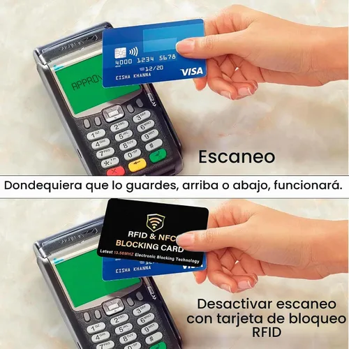 Vista 5 de SaiTech IT Paquete de 2 tarjetas de bloqueo RFID para tarjeta de Protector bloqueador RFID NFC sin contacto, delgado y antirrobo, cabe fácilmente