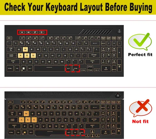 Vista 2 de Cubierta de teclado para ASUS TUF Gaming F15 FX507ZM/ZC FX507VU FA507UI/UV/UU, TUF Dash 15 FX517ZM, TUF A15 FA507UI/UV/UU, TUF A16 FA617NS/XS/XT