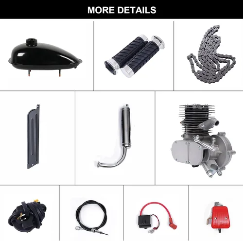 Vista 5 de Kit de motor de bicicleta de 100 cc, kit de bicicleta motorizada de 2 tiempos, mango hidráulico mejorado para bicicletas de más de 21 pulgadas, kit