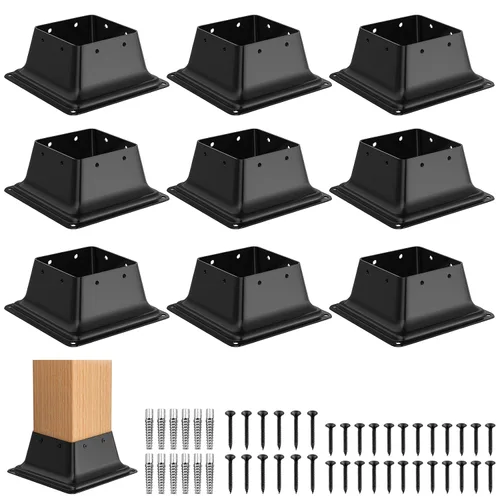 Vista 12 de FMhotu 4x4 Base de poste 2 piezas, soporte de poste de acero recubierto en polvo resistente de 3.6"x3.6" interno, adecuado para poste de madera