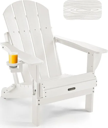 Vista 37 de Ciokea Silla Adirondack plegable con textura de madera, silla Adirondack para patio, resistente a la intemperie, silla de plástico para hoguera