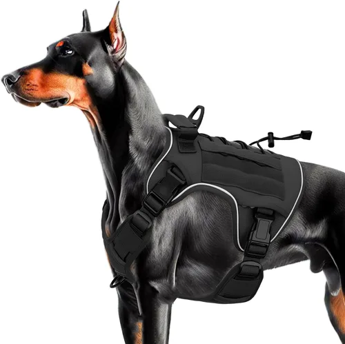 Vista 84 de Arnés táctico para perros grandes, chaleco reflectante ajustable sin tirones con sistema Molle, control de grado militar K9 para entrenamiento