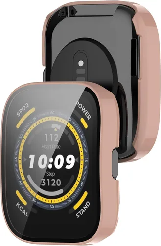 Vista 7 de Protector de pantalla diseñado para Amazfit Bip 5 con película de vidrio templado, parachoques de policarbonato duro, cubierta completa, accesorios