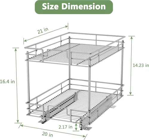 Vista 6 de ROOMTEC Organizador de armario extraíble de 20 pulgadas de ancho x 21 pulgadas de profundidad, organizador de armario de cocina y almacenamiento
