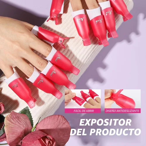 Vista 6 de Kit de herramientas de removedor de esmalte de uñas en gel FANDAMEI con pinzas para uñas, botella de removedor de esmalte de uñas de 100ml, 500