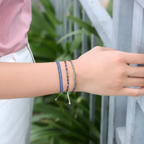 Vista 3 de Kelitch - Pulsera de cuentas de cristal de color bohemio, hecha a mano, joyas de la amistad para el verano