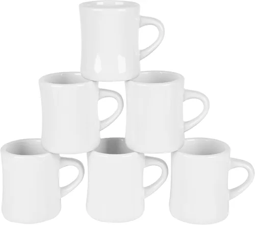 Vista 8 de BYCNZB Juego de 6 tazas de café de cerámica de 11 onzas para restaurante, comedor, granja, cafetería, hogar (crema)