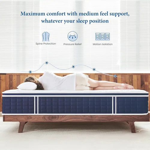 Vista 8 de Coolvie Colchón Twin de 10 pulgadas, Colchón híbrido con espuma viscoelástica de gel para un sueño nocturno fresco y alivio de presión, bolsillos