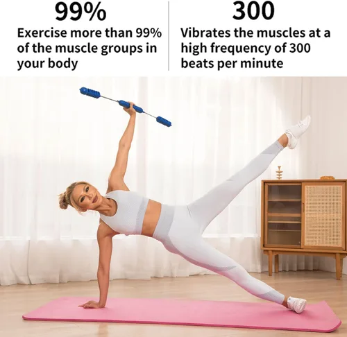Vista 5 de Barra de Ejercicio de Fitness, Barra de Fitness Elástica, Barra de Entrenamiento de Alta Frecuencia de Vibración para Quemar Grasa en Yoga, Pilates