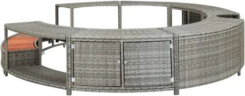 Vista 4 de Tidyard Spa Surround, bañera de hidromasaje envolvente gris Poly Rattan