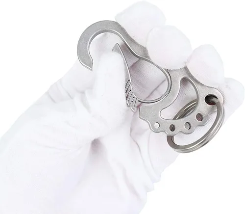 Vista 3 de MASALONG MK01 Aleación de titanio ultraligera, suela Anillos de liberación rápida Llavero Llavero Gancho Titanio Llavero