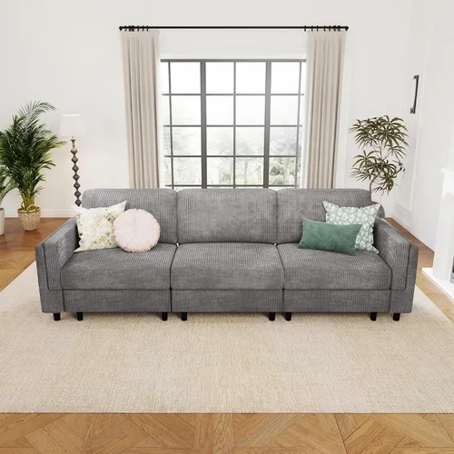 Vista 13 de KKL Sofá cama modular modular con otomana de almacenamiento, sofá cama convertible en forma de L/U para sala de estar, diseño reversible moderno