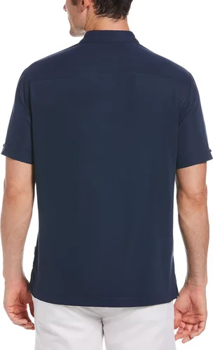 Vista 2 de Cubavera Mens Two-Pocket Double Pintuck Short Sleeve Button-Down Shirt
