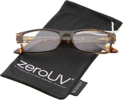 Vista 5 de zeroUV Gafas de ojo de lente transparente con montura rectangular y borde con cuernos de moda casual