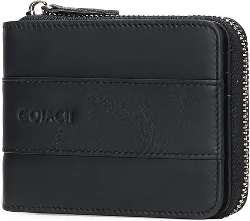 Vista 9 de Carteras GOIACII para hombres de cuero genuino con bolsillo frontal RFID con cierre de cremallera Bifold con tarjetero RFID, Zip Around, Bifold
