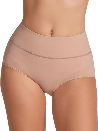 Vista 9 de Leonisa Bragas de compresión adelgazantes de cintura alta, ropa interior con control de abdomen para mujer Beige
