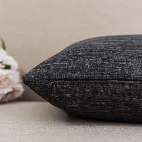 Vista 3 de Jeanerlor - Funda de almohada sólida de lino de 18 x 18 pulgadas / Funda de cojín estilo europeo / Funda de cojín rústico, fundas de almohada