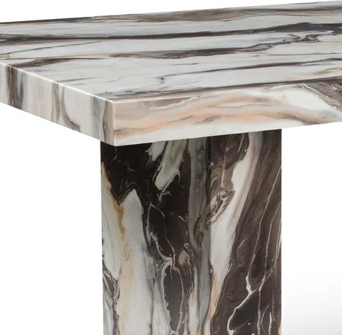 Vista 4 de Roundhill Furniture Cavira - Mesa de comedor moderna de mármol sintético con base de pedestal doble