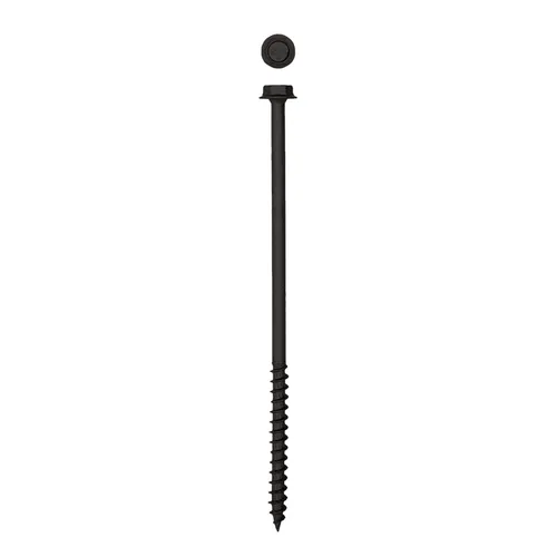 Vista 24 de Tornillos de retraso de madera estructural con cabeza hexagonal exterior de 1/2 "x 5" Powerlags Hex (25 EA)